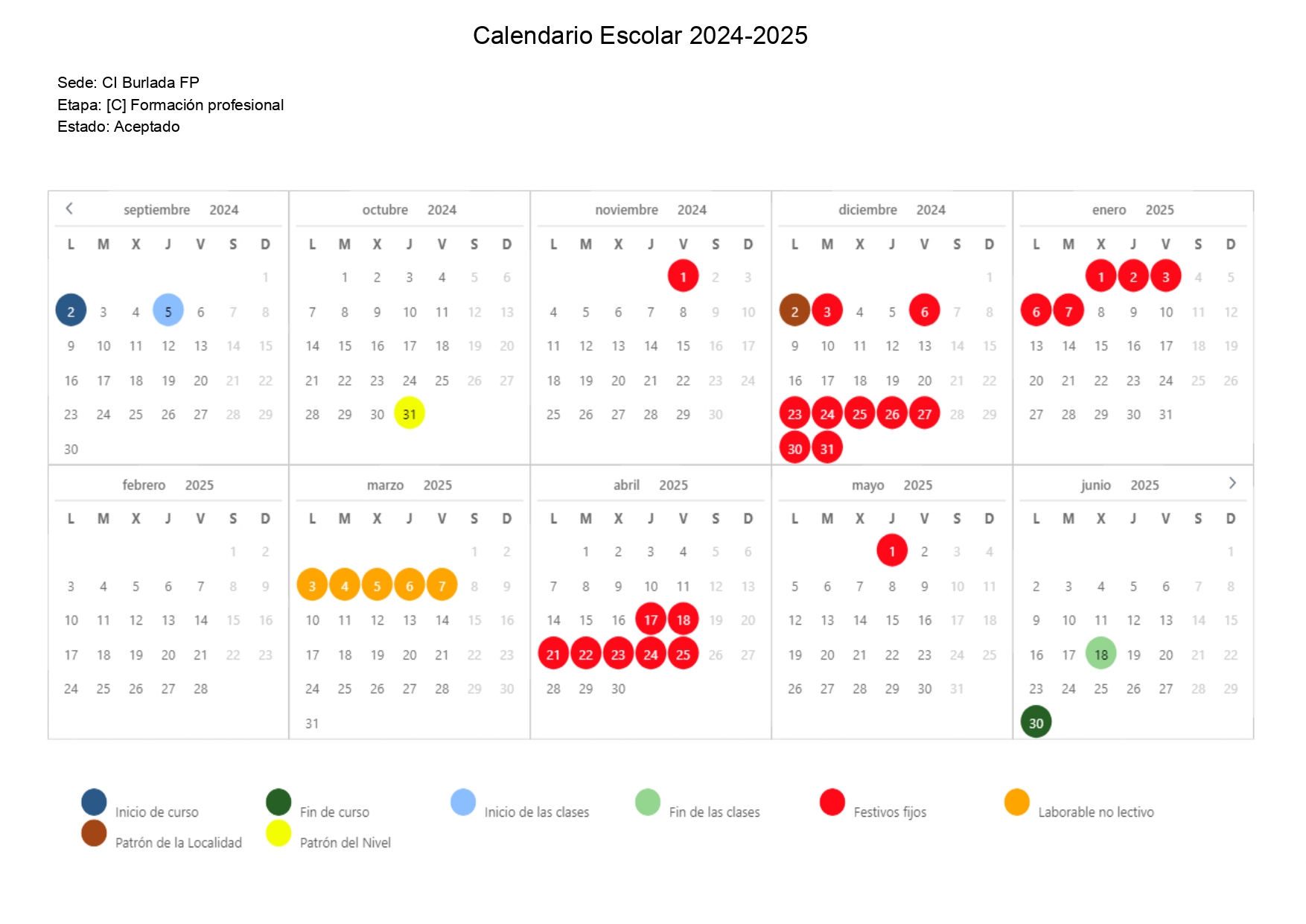 Calendario escolar